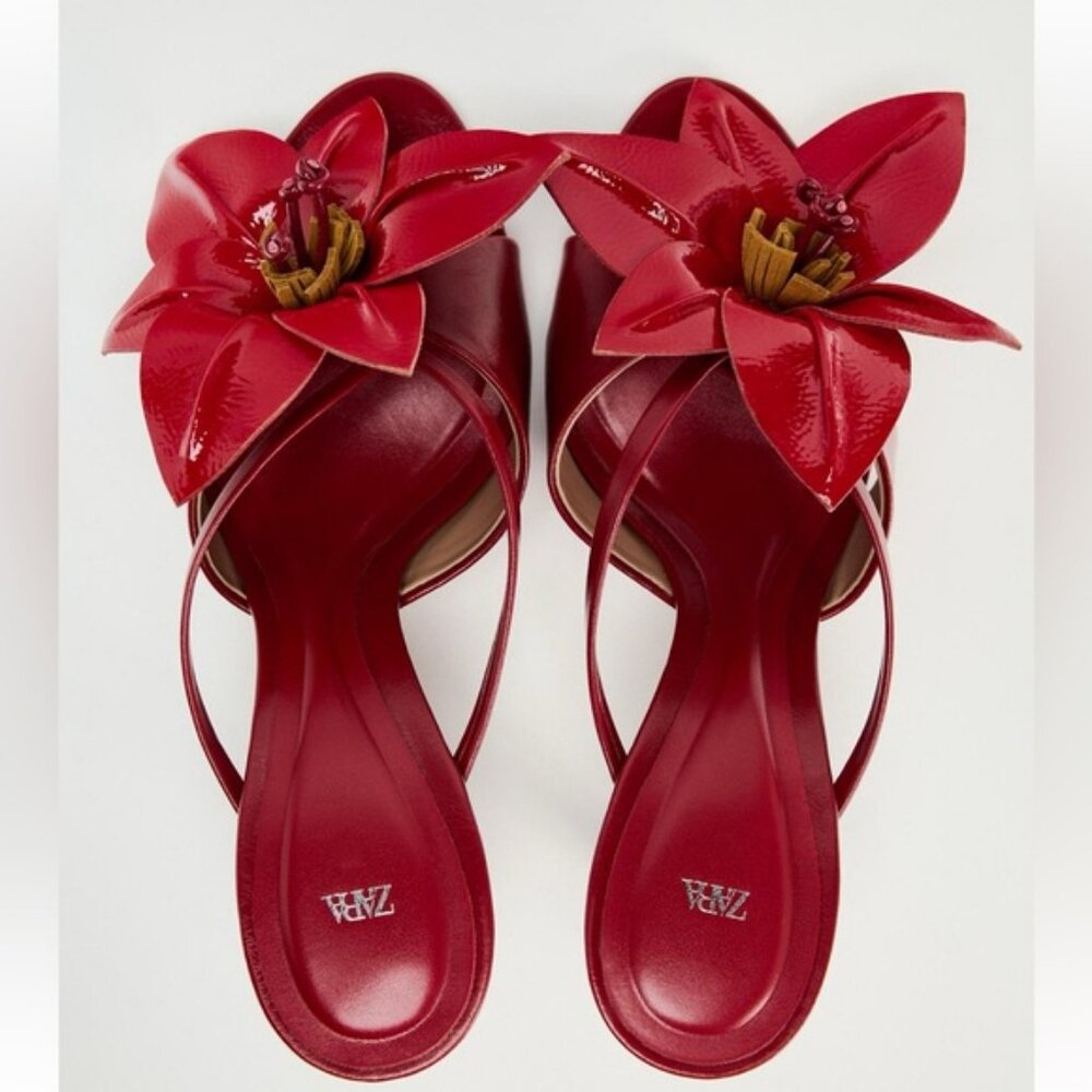 ZARA FLORAL HEELED SANDALS